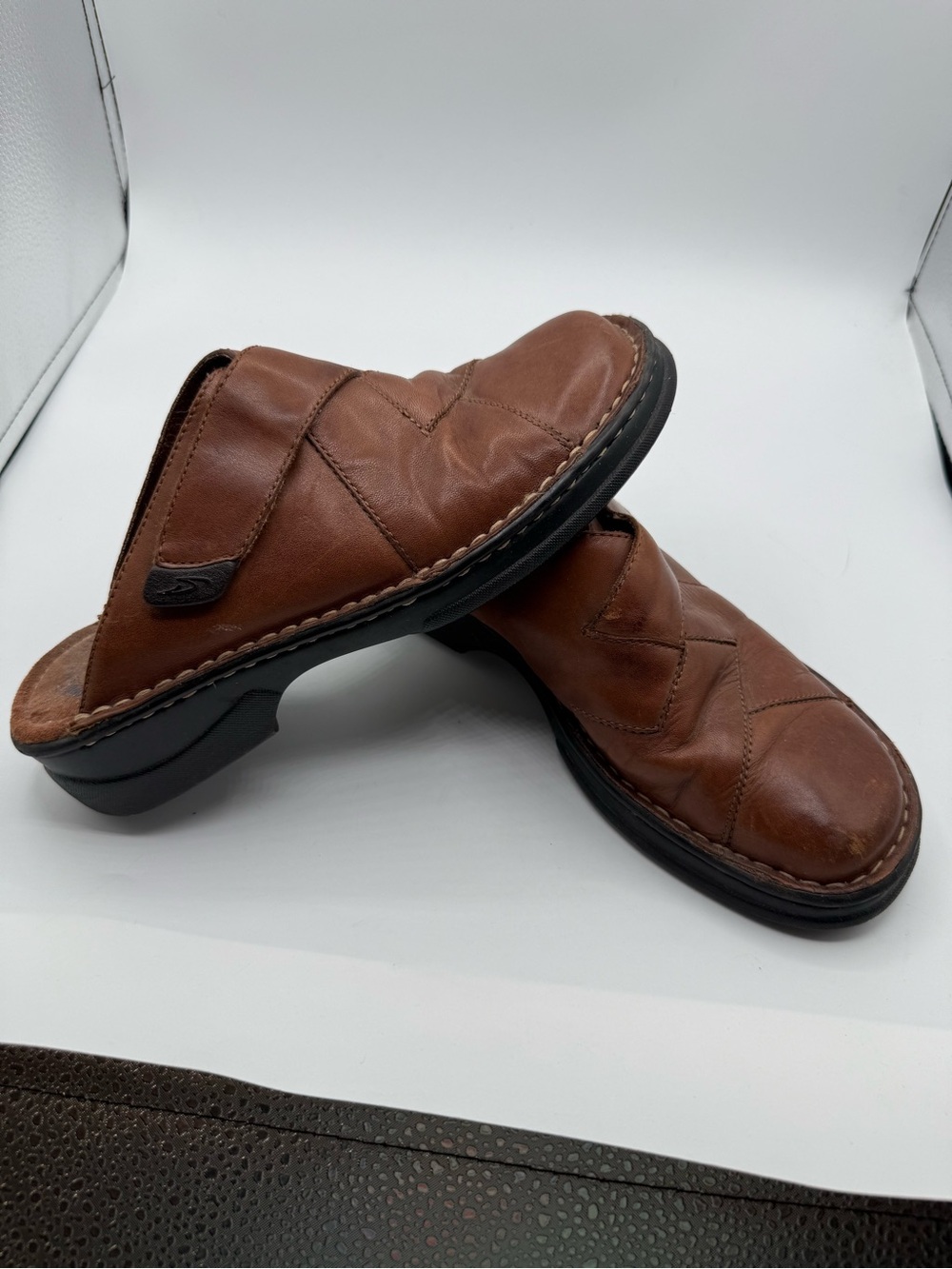Dr Scholl’s Brown Leather Slip On Mules Women’s Sz 8